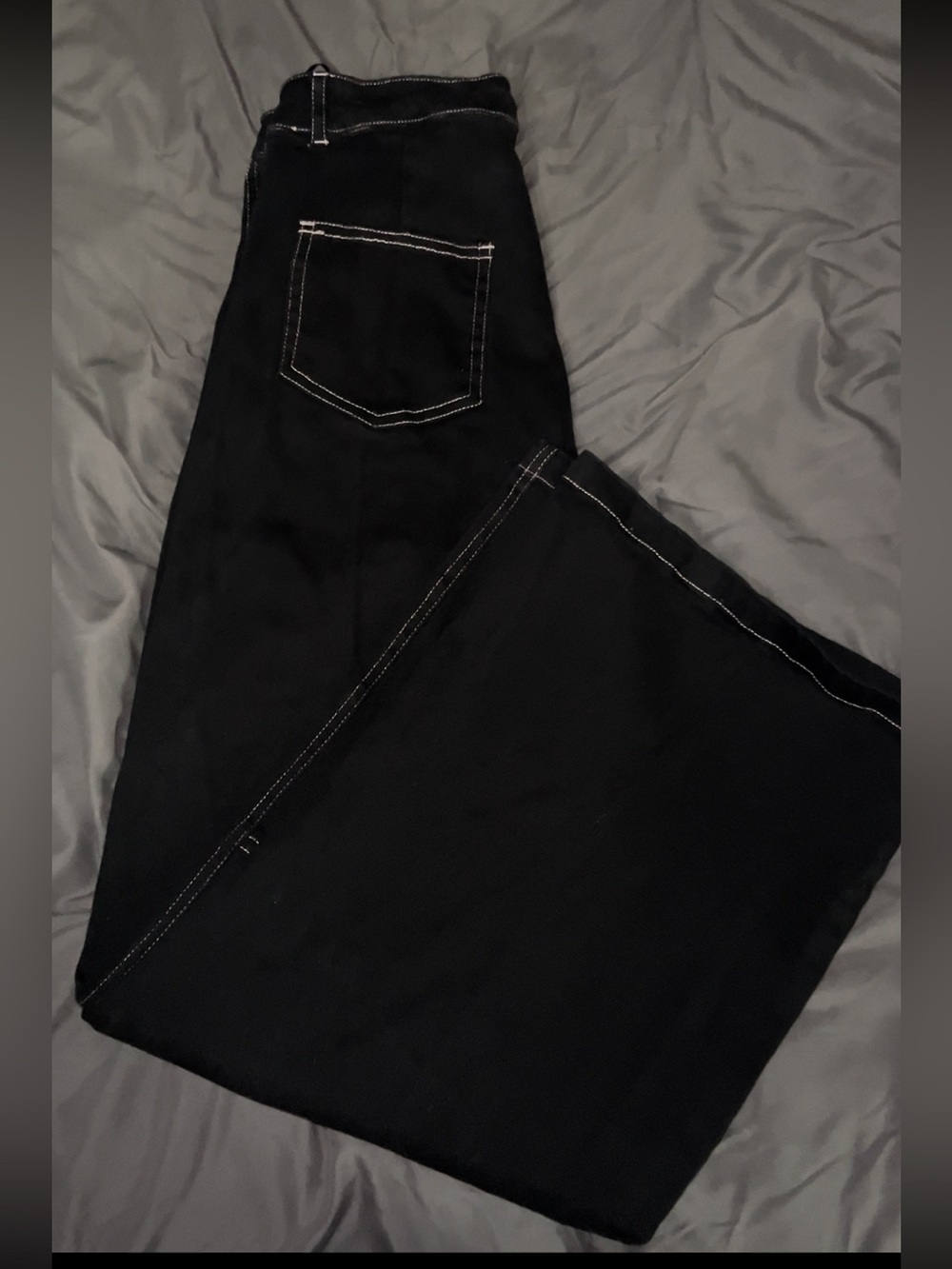 Blue Blush Black Wide-Leg Jeans with Contrast Stitching